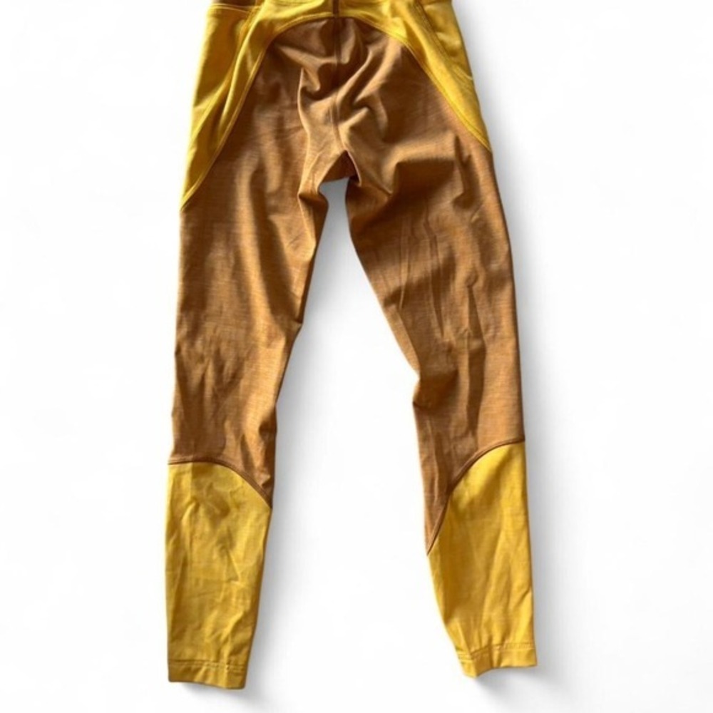 Lululemon High Rise Colorblock Leggings Mustard Ochre Heathered Size 2